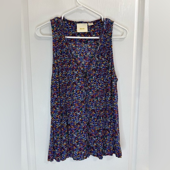 Maeve Anthropologie Multicolor Sleeveless Women's button down Top size M - Picture 3 of 13